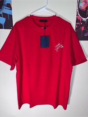 Louis Vuitton Red Short Sleeve Logo Tee